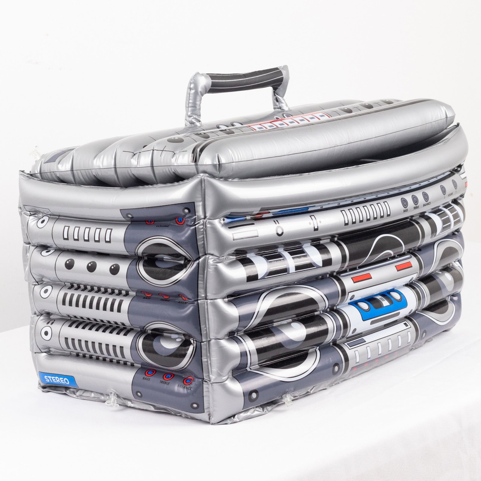 Silver Inflatable 80's Themed Boom Box Ice Beverage Cooler, Pool Party ...