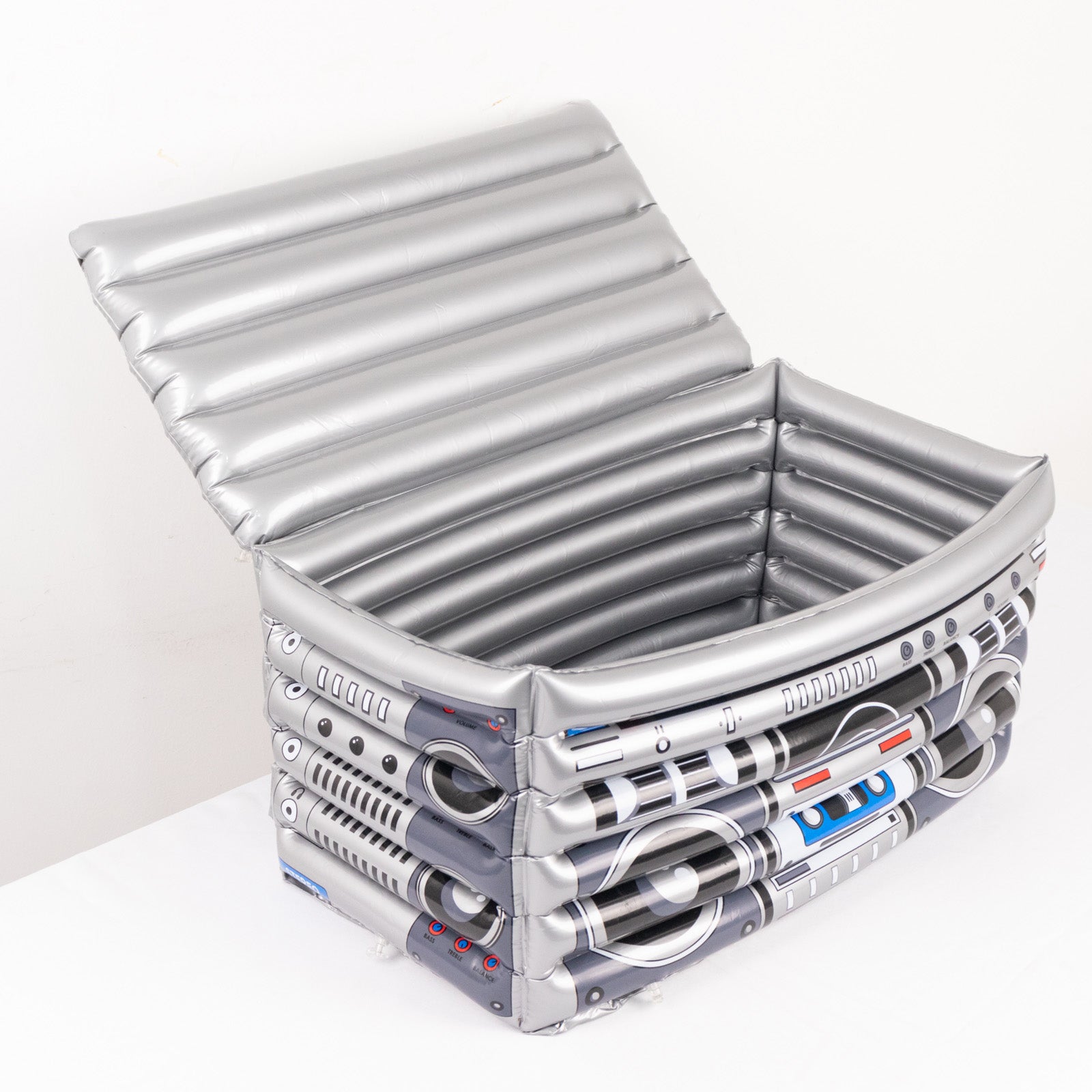 Silver Inflatable 80's Themed Boom Box Ice Beverage Cooler, Pool Party ...