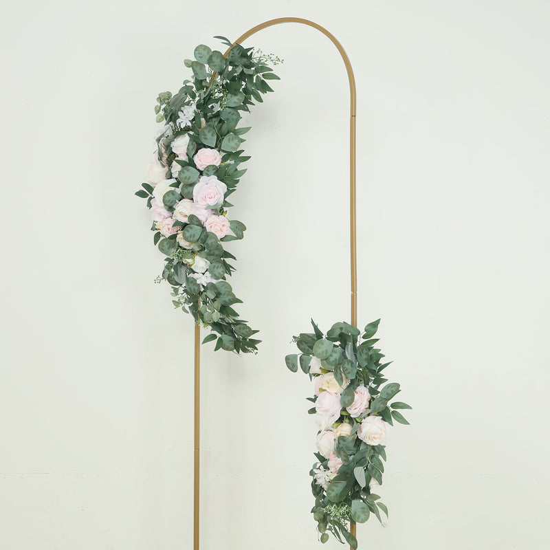 Set of 2 Silk Rose Floral Swag Arch Decor with Eucalyptus Leaves, Large Artificial Flower Arrangement Garlands - 24