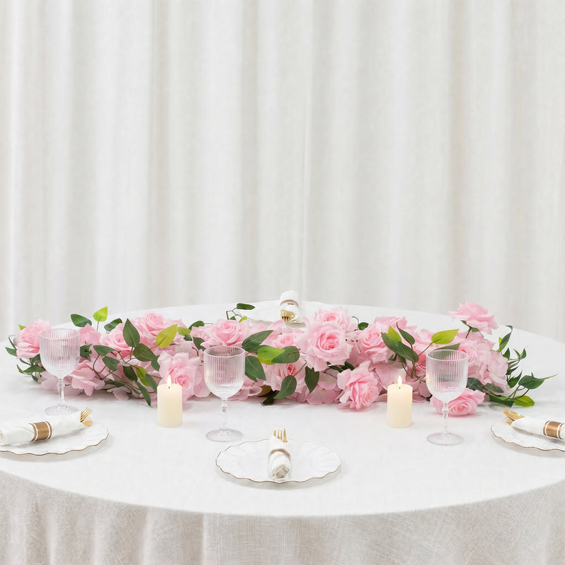 2 Pack Artificial Decorative Arch Flowers, Silk Rose & Hydrangea Floral Swags with Leaves for Backdrop & Table Runner - 40