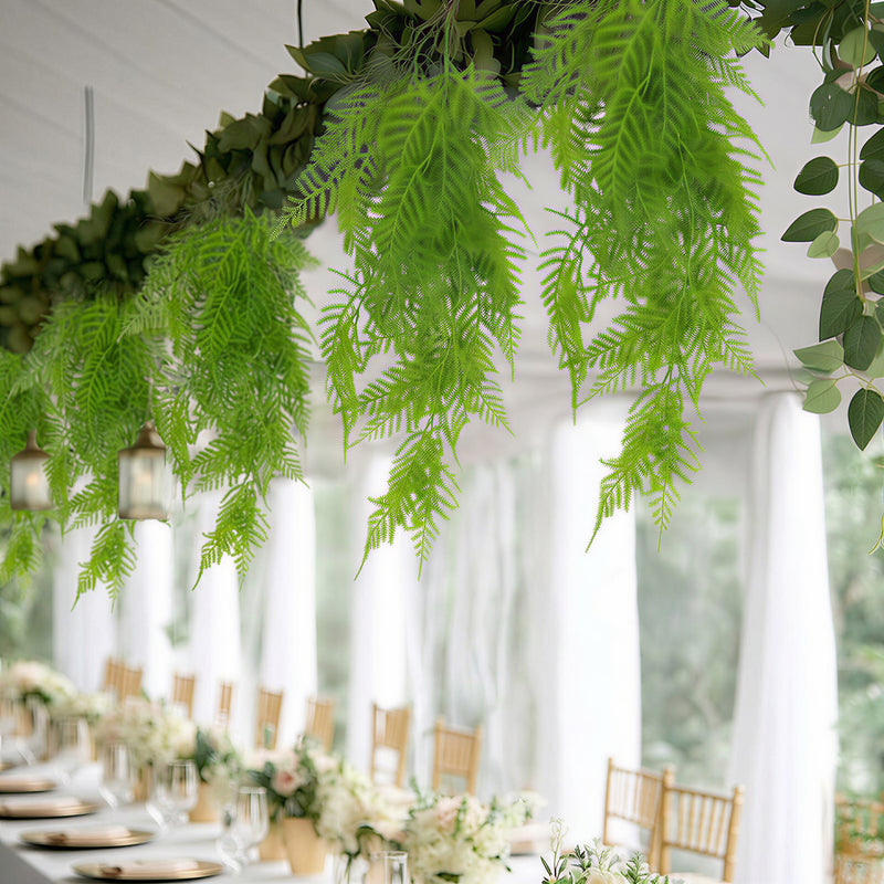 10 Pack 32” Artificial Hanging Fern Bushes – Asparagus Fern Trailing Plants for Green Wall, Vertical Garden & Vase Filler