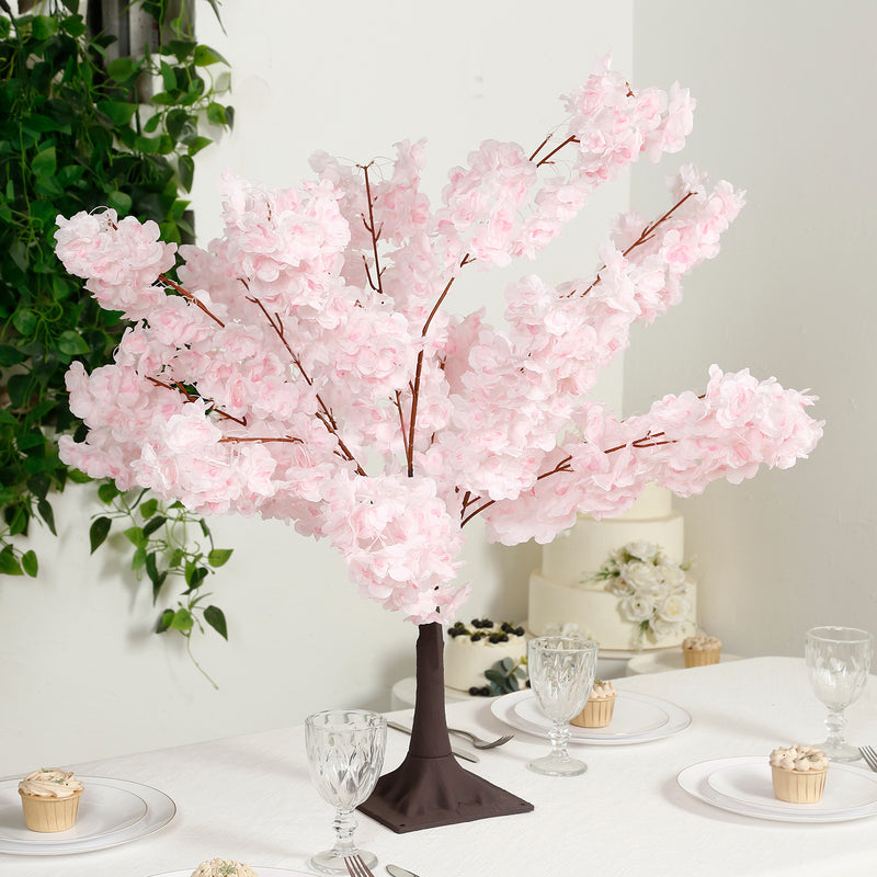 Artificial Cherry Blossom Tree Centerpiece 3ft – Silk Sakura Wishing Tree with Metal Base