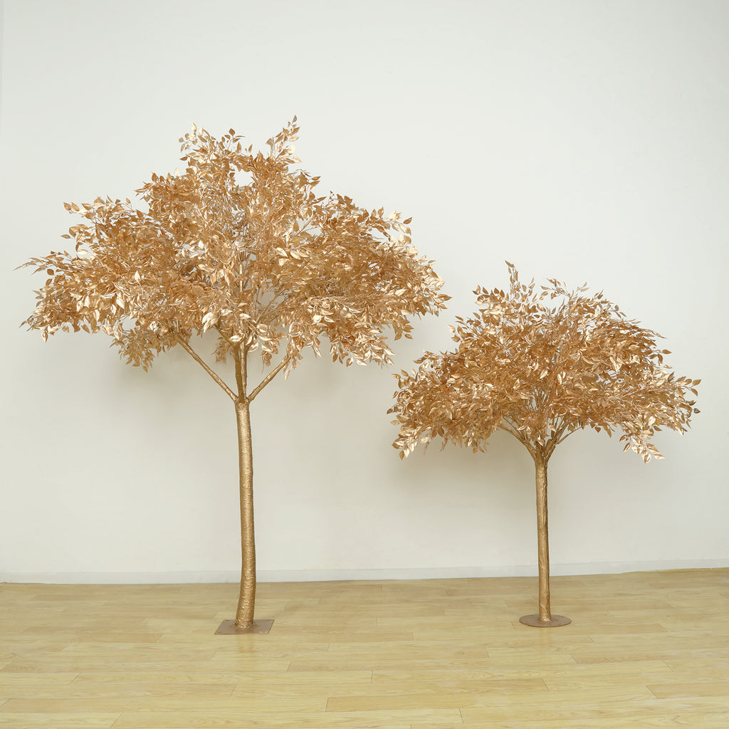 Metallic Gold Faux Leaf Tree – Indoor Décor with Realistic Trunk Base