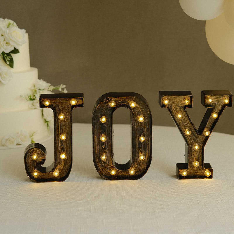 Antique Black Industrial Style LED Marquee Letters, Vintage Style Light Up Alphabet Letter Sign - 9