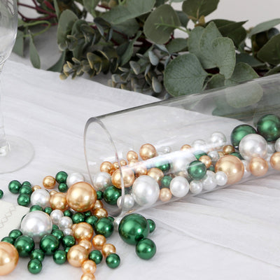 2Pack Gold Christmas Tree Beads Garland, Each 6.5 Feet Fishing Line  Artificial Pearls Beads String for Wedding Christmas DIY