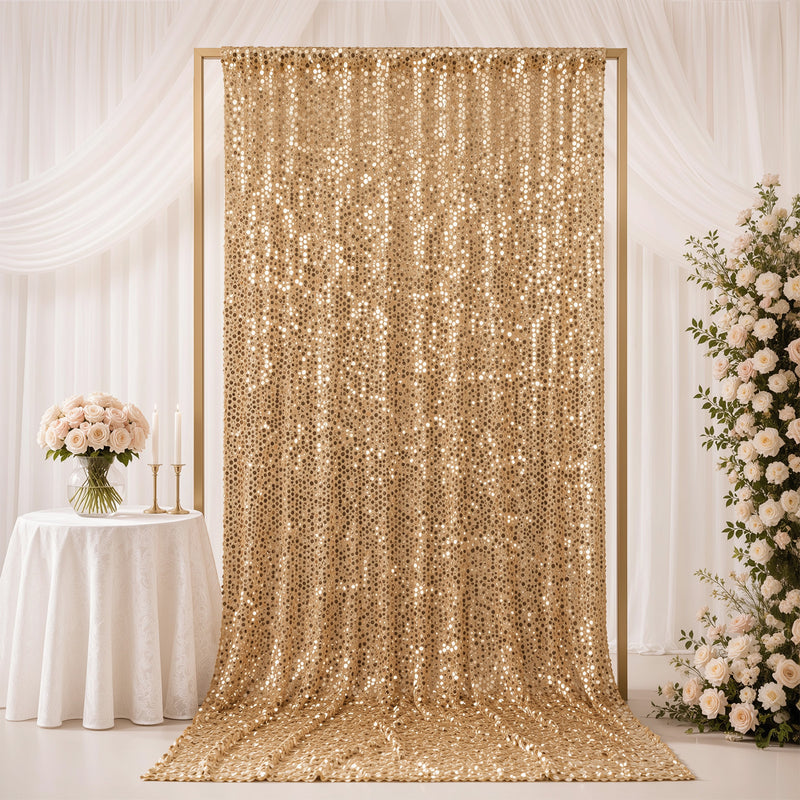 Large Payette Sequin Backdrop Curtain 5ft x 12ft - Big Round Sequin Event Photography Panel with Rod Pocket