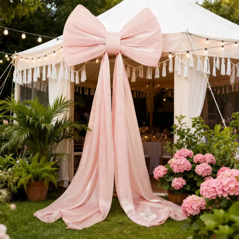 6ft Giant Satin Backdrop Bow with Long Tails – Arch & Photo Booth Decor