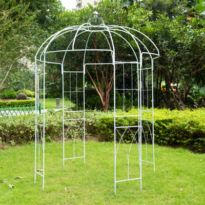 arch, arbor, backdrop stand, birdcage arch, metal backdrop stand, metal birdcage arbor, outdoor arch#color_white