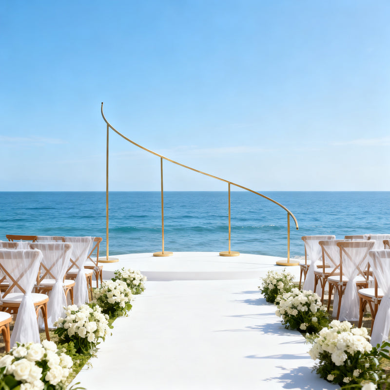 Curved Wave Arch Backdrop Stand – 8ft x 12ft Gold Heavy-Duty Metal Frame for Balloon & Floral Décor