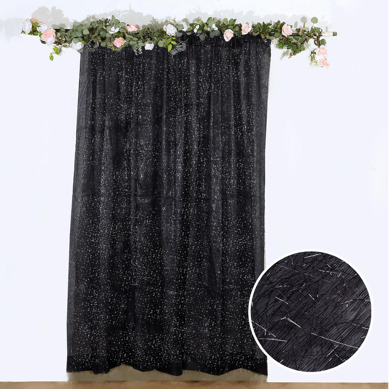 Metallic Fringe Shag Photo Backdrop Drape Curtain, Shimmery Tinsel Polyester Divider Panel 8ft