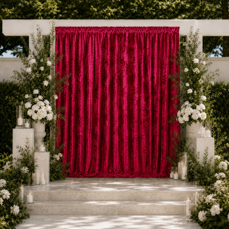 Premium Crushed Velvet Backdrop Curtains 10ft x 10ft – Photo Booth Backdrop & Event Drape Panels with Rod Pocket, 70% Blackout