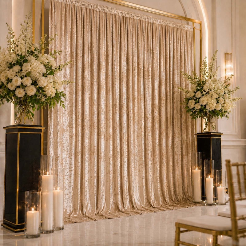 Premium Crushed Velvet Backdrop Curtains 10ft x 12ft – Photo Booth Backdrop & Event Drape Panels with Rod Pocket, 70% Blackout