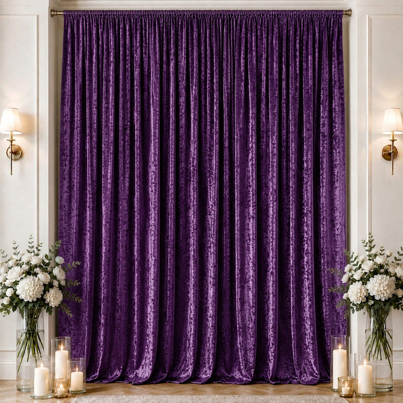 Premium Crushed Velvet Backdrop Curtains 10ft x 16ft – Photo Booth Backdrop & Event Drape Panels with Rod Pocket, 70% Blackout