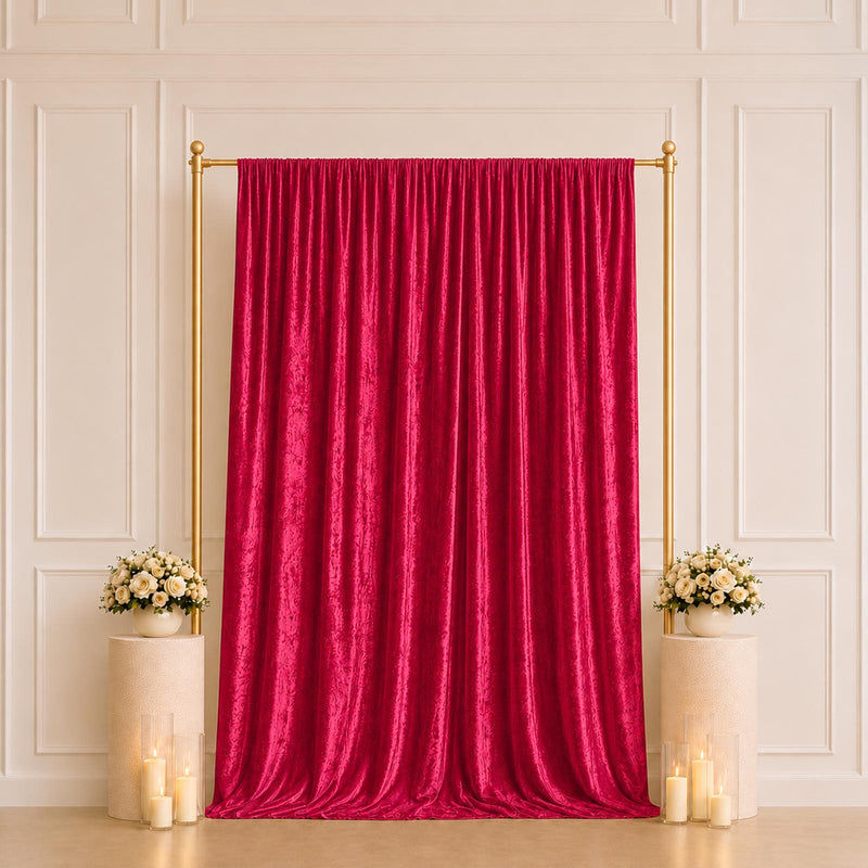 Premium Crushed Velvet Backdrop Curtain 5ft x 10ft – Event Drape Panel & Photo Booth Background with Rod Pocket, 70% Blackout