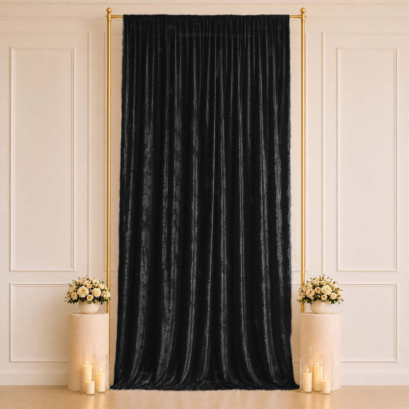 Premium Crushed Velvet Backdrop Curtain 5ft x 14ft – Event Drape Panel & Photo Booth Background with Rod Pocket, 70% Blackout