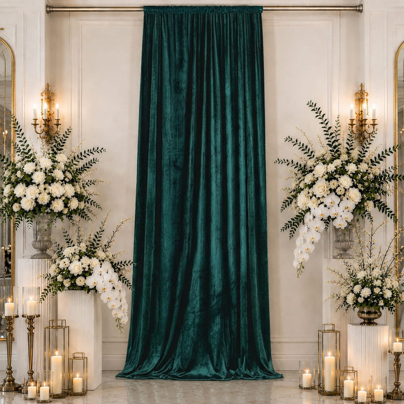 Premium Crushed Velvet Backdrop Curtain 5ft x 16ft – Ceiling Drape Panel & Room Divider Curtain with Rod Pocket, 70% Blackout