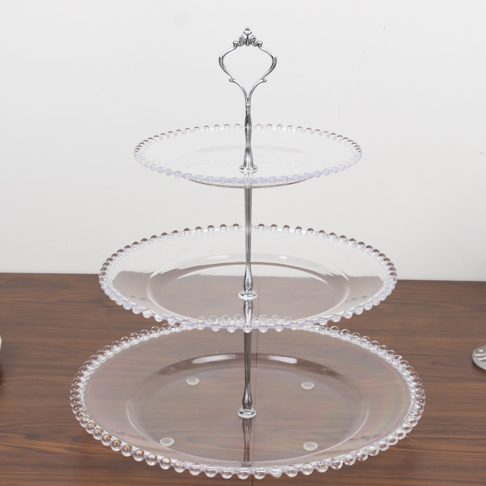 3-Tier Round Plastic Riser Display Stand with Beaded Rim | eHomemart