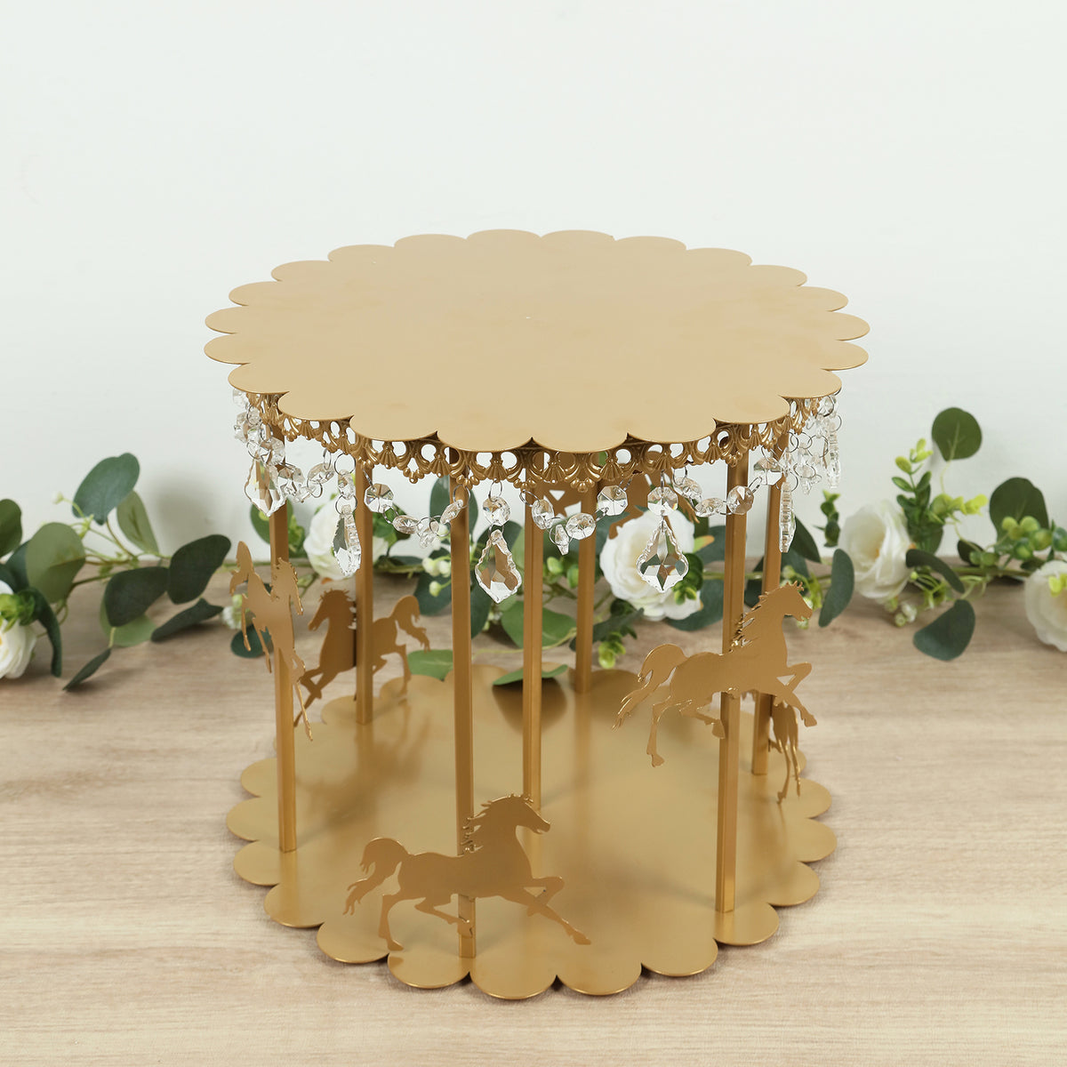 Round Metal Carousel Pedestal Riser Stand Gold 14