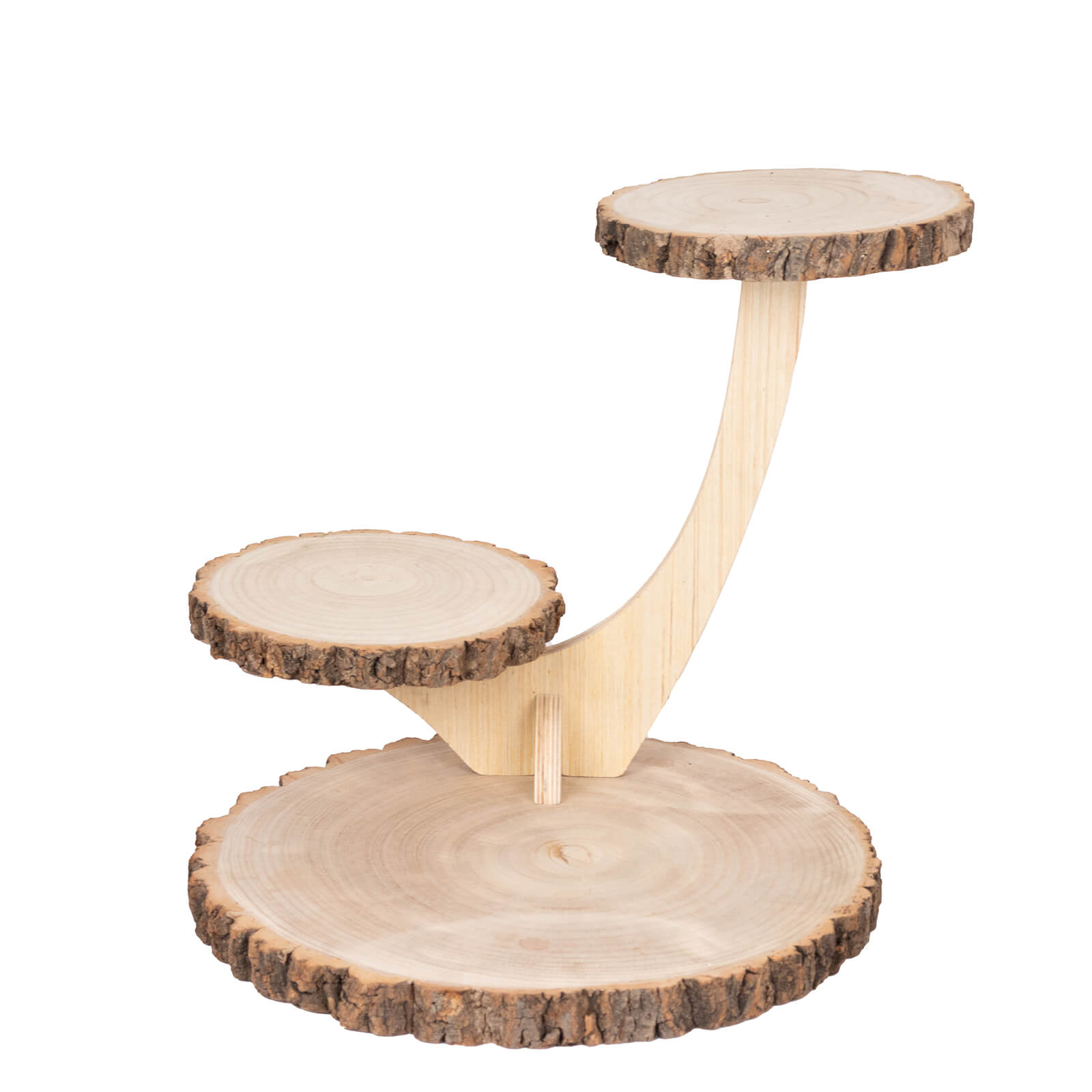 Tree Food Riser 3-Tier Natural Rustic Wood Slice Pedestal Riser in Tree Branch Style ...