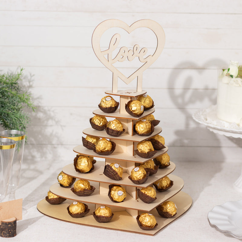 Natural Wooden Heart Chocolate Display Stand with 