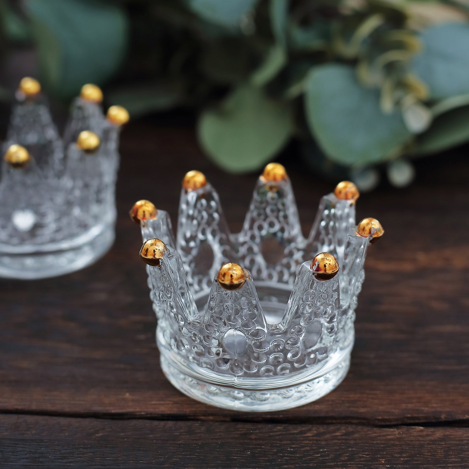 6 Pack Clear Crystal Glass Crown Tea Light Votive Candle Holders With ...