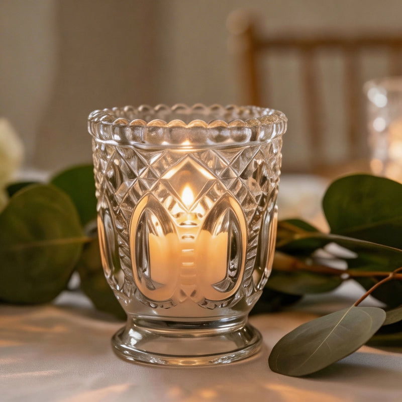 6 Pack Clear Glass Candle Holders 3