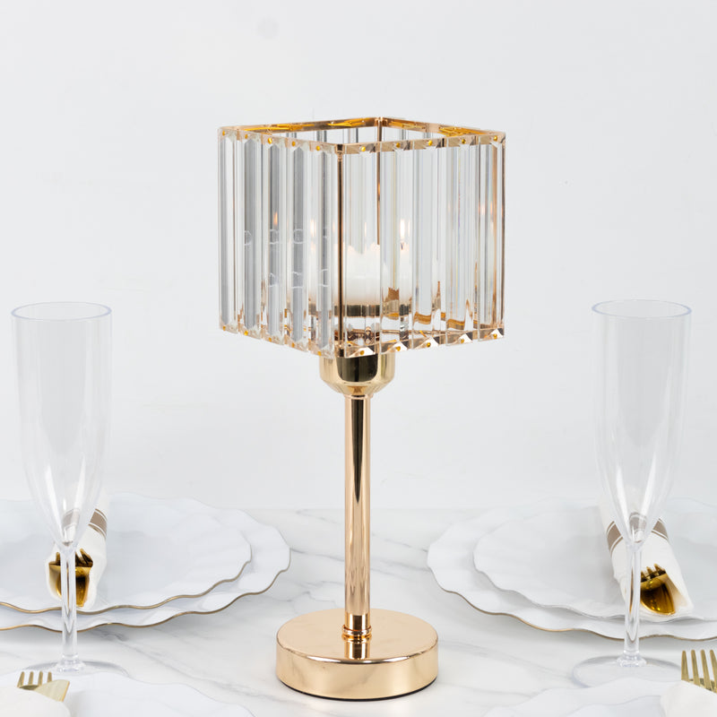2 Pack Gold Crystal Hurricane Candle Holders – 13