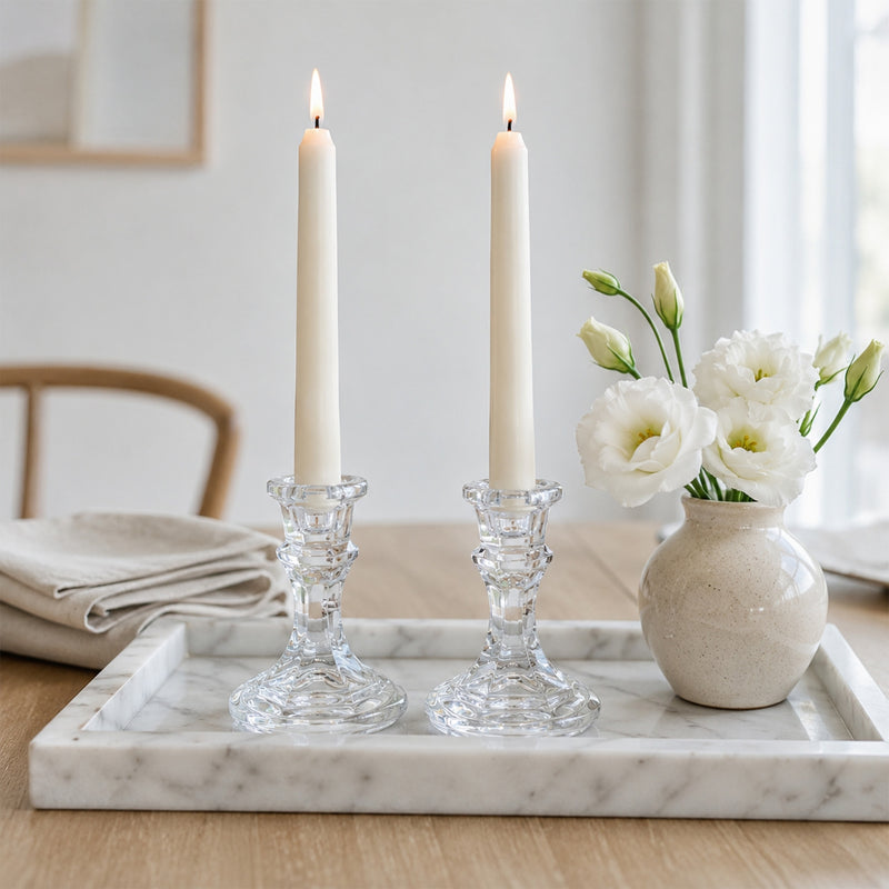 12 Pack Clear Glass Taper Candle Holders, 4