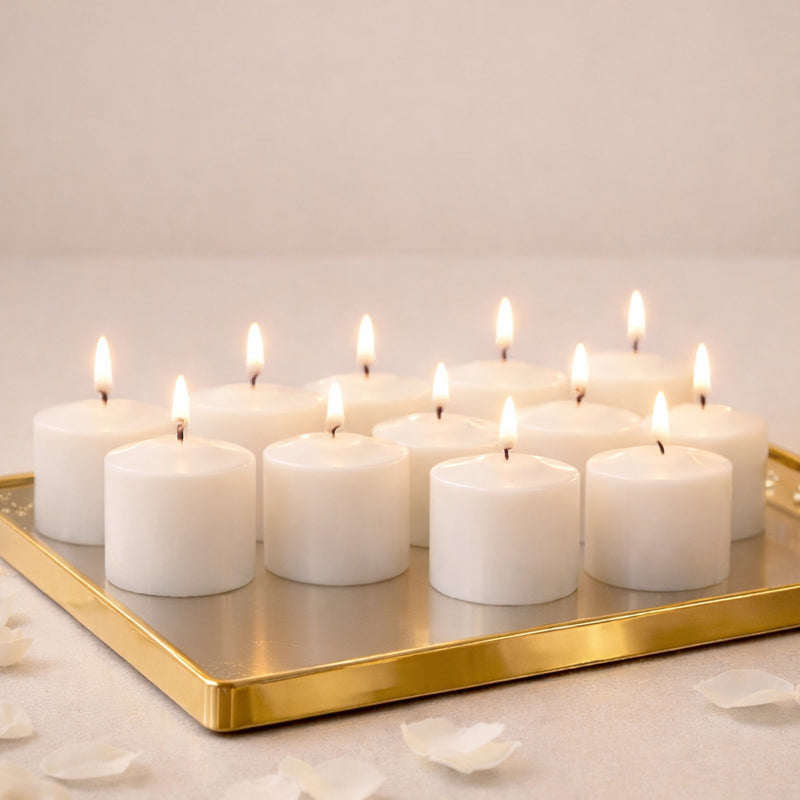 12 Pack White Votive Candles, 1.5