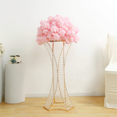 centerpiece stand, flower stand, metal stand, vase, display stand, metal flower vase#color_gold