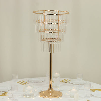 crystal pendant chandelier, gold flower stand, centerpiece stand, metal floral stand, flower stand, pedestal stand, round floral stand#color_parent