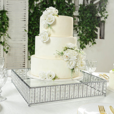 crystal beaded cake stand, metal cake stand, cake stand, square cake stand,  dessert display#color_parent