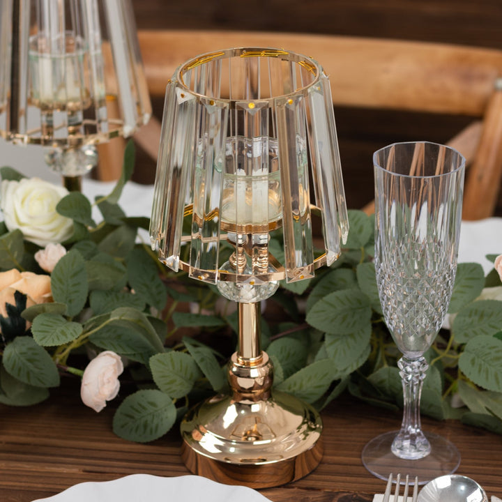 Crystal Glass Long Candle Holders - 9 Inch Tall Candlesticks, 2 Pack For Table Decor (Clear)