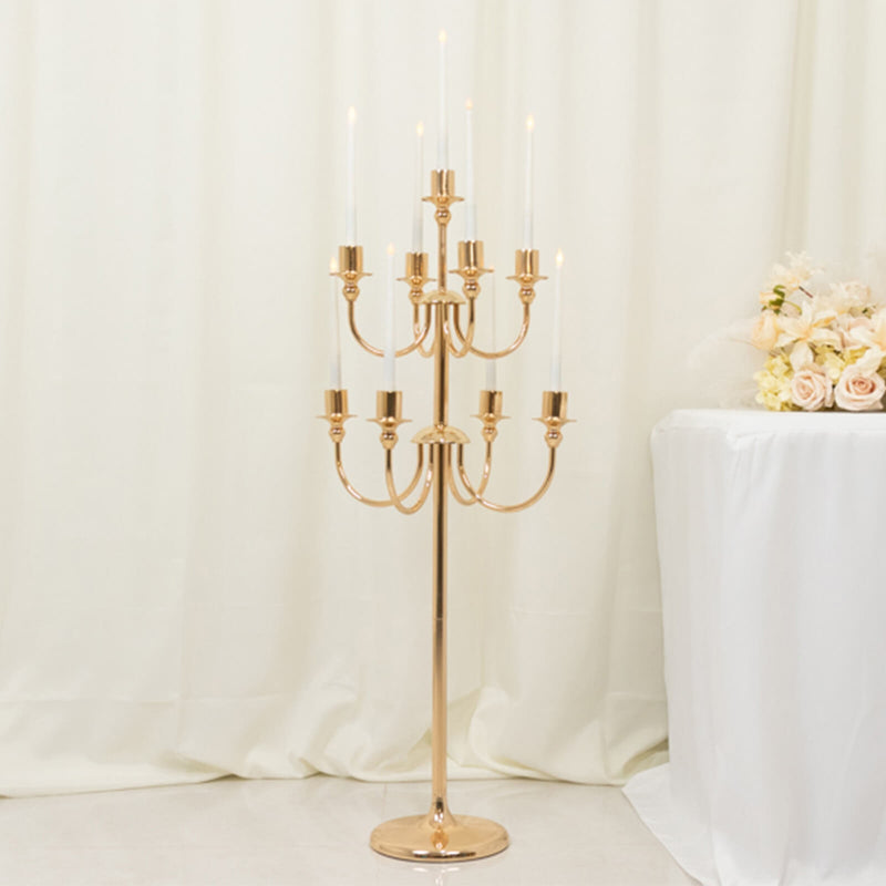 9-Arm Metal Floor Candelabra Candle Holder, Vintage Classic Taper Candlestick Stand - 46