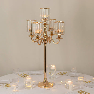 candelabra, candle holder, gold candelabra, metal candelabra, crystal pendant candle holder#size_parent