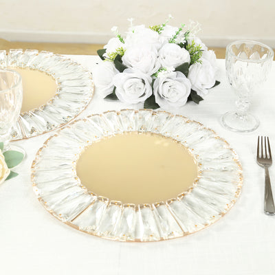 charger plates. chargers, metal charger plates, gold chargers, crystal pendant charger plates#color_gold