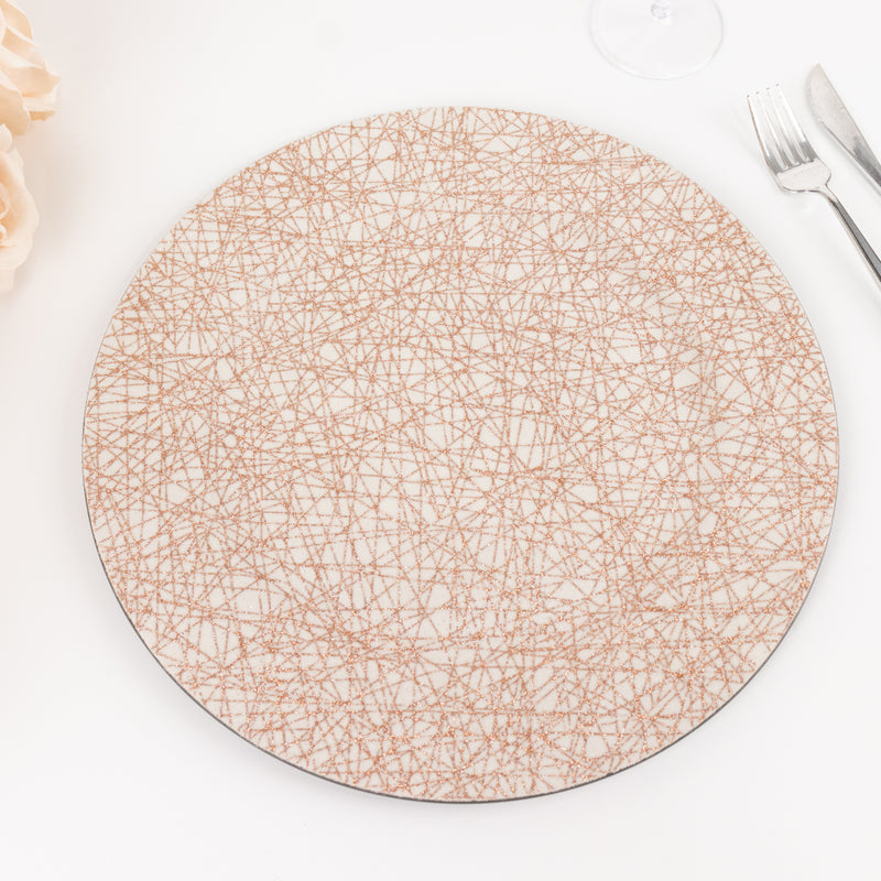 6 Pack Glitter Acrylic Charger Plates with Abstract Lines Pattern, Round Dinner Serving Plates Tabletop Decor - 13