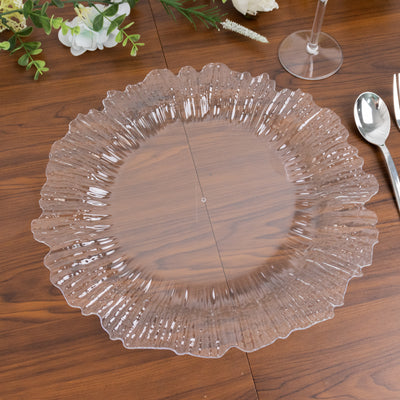 charger plates, chargers, plastic charger plate, reef rim chargers, 13inch charger plates#color_clear