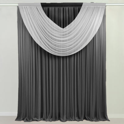 backdrop valance, valance drape, chiffon valance, valance curtains, sheer valance, curved swag, arch drape#color_parent
