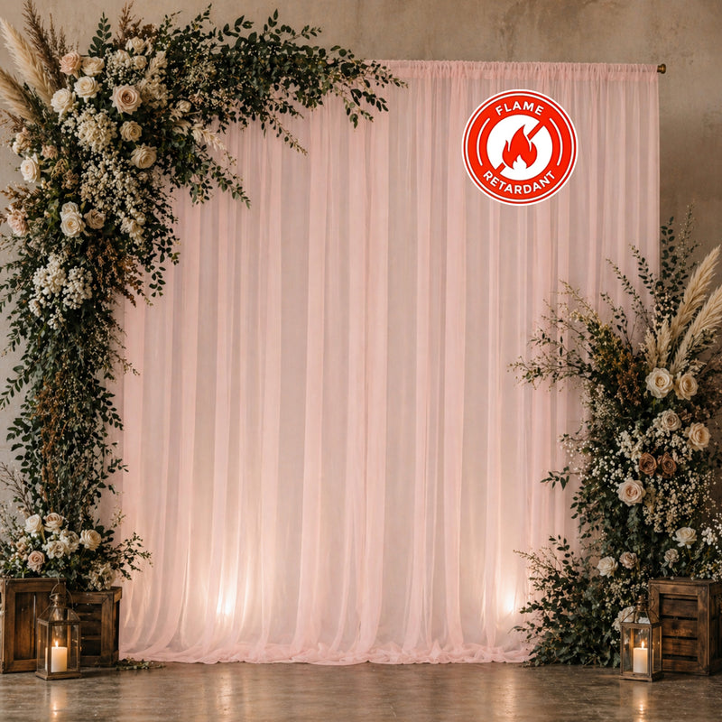 Chiffon Backdrop Curtain Panel 10ft x 10ft – Durable Flame Resistant Sheer Draping Fabric with Rod Pocket