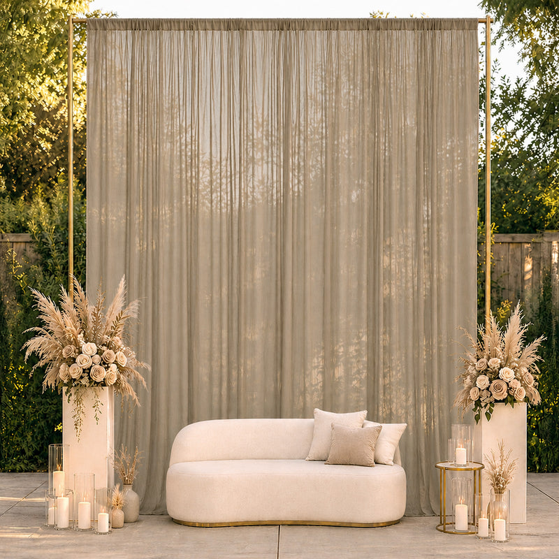 Chiffon Backdrop Curtain Panel 10ft x 12ft – Durable Flame Resistant Sheer Draping Fabric with Rod Pocket