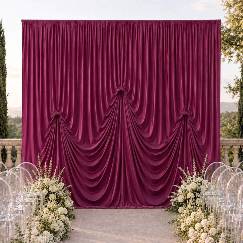 Spandex Pre-Sewn Dramatic Drape Backdrop Curtains – 13ft × 20ft 4-Way Stretch Wrinkle-Free 180GSM Event Panels with 3 Adjustable Ribbon Ties