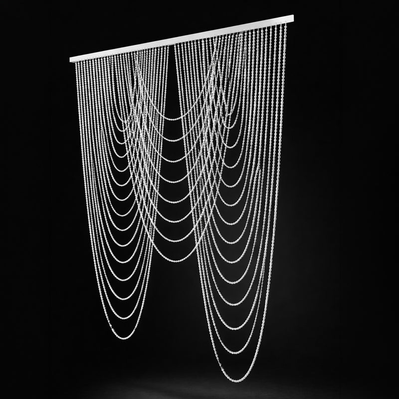 Clear Acrylic Beaded Curtain Backdrop – Triple Swag Valance for Doorway, Arch & Wall Décor, 6.5ft x 6.5ft