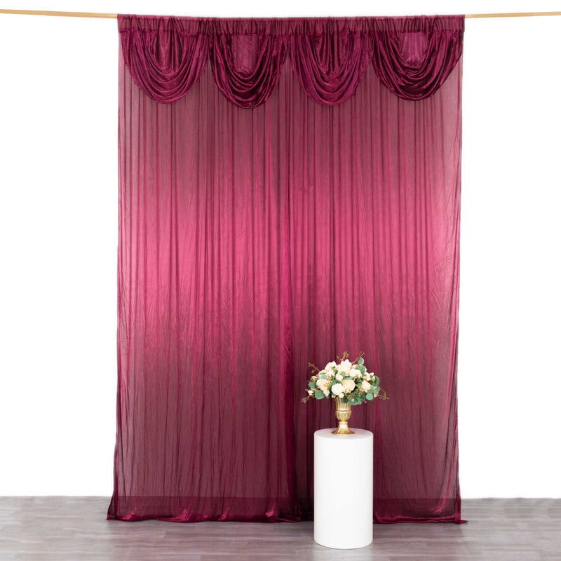 Double Drape Pleated Satin Photo Backdrop Curtain, Glossy Drapery Panel - 10ftx10ft