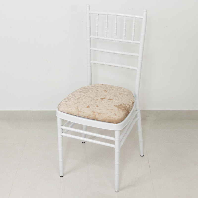 5 Pack Crushed Velvet Chiavari Chair Seat Pad Covers – Stretch Cushion Slipcovers for Dining Chairs, Washable & Reusable