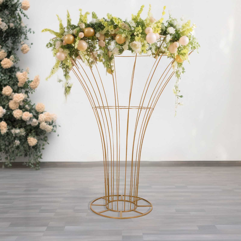 Gold Floor Standing Blossom Metal Tree Flower Frame, Floral Display Stand - 6.5ft