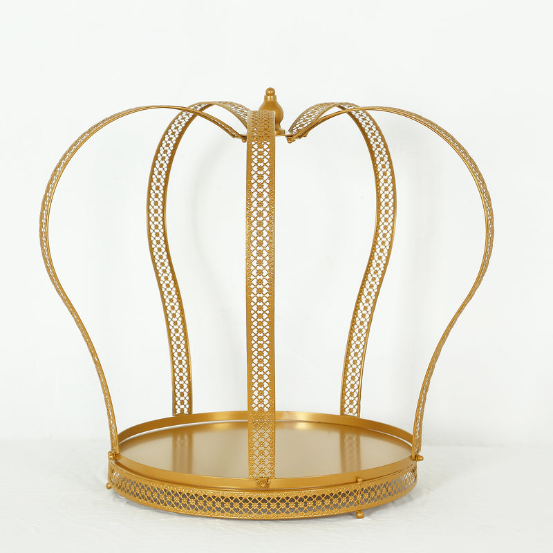 Gold Metal Crown Dessert Display Stand, Princess Tiara Centerpiece Riser