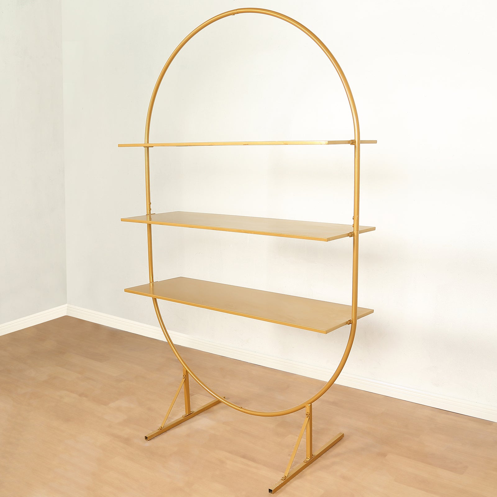 Large 3-Tier Gold Metal Arch Dessert Display Stand, Oval Shelf Rack ...