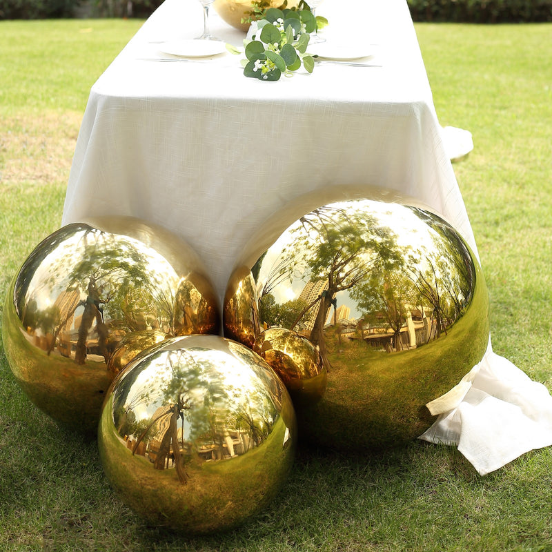 Gold Stainless Steel Gazing Globe Mirror Ball, Reflective Shiny Hollow Garden Spheres