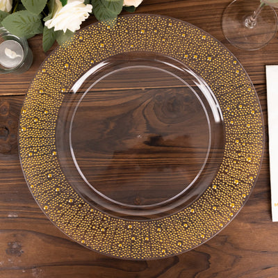 plastic charger plates, decorative charger plates, dinner plate chargers, gold beaded charger plates, round charger plate#color_parent